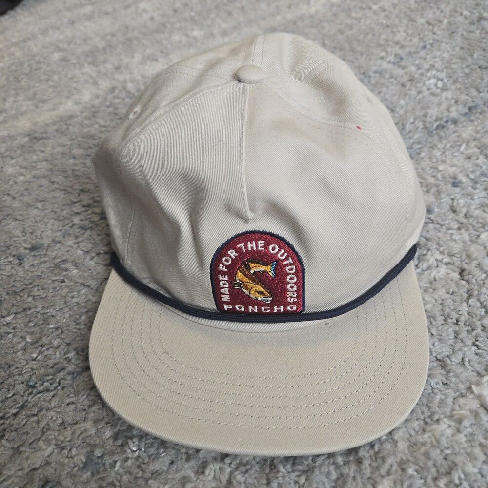 Poncho Outdoors Snapback Hat Rope Trucker Beige  Fishing Hiking